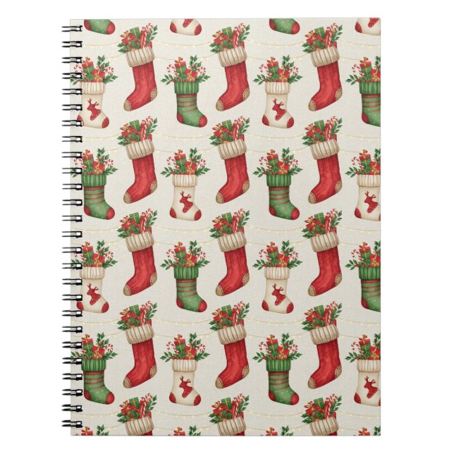 Christmas Stockings Seamless Pattern Anteckningsbok (Framsidan)