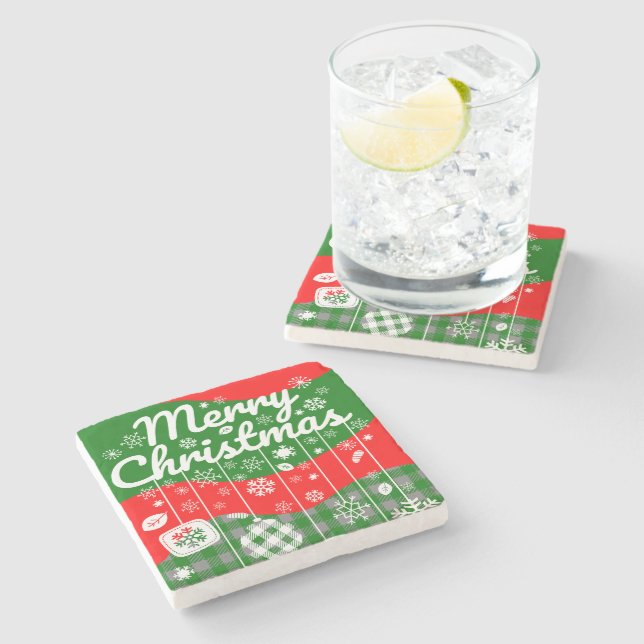 Christmas Stone Coaster – White Ornaments Stenunderlägg (Sidan)