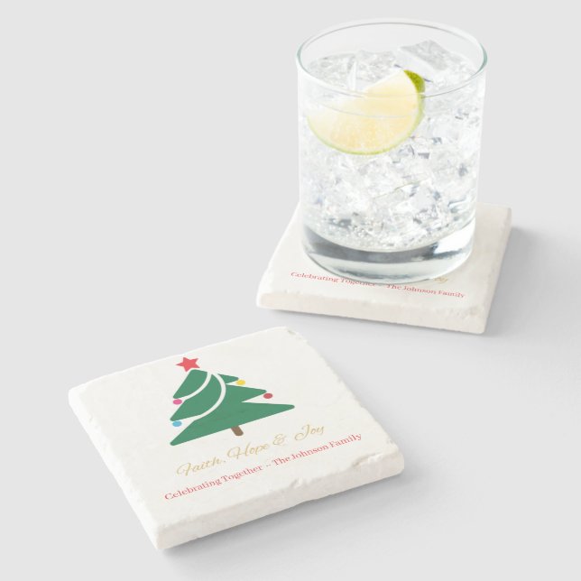 Christmas Stone Coaster with Holiday Motifs Stenunderlägg (Sidan)