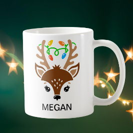 Christmas String Lights Antlers Reindeer Face Kaffemugg