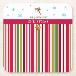 Christmas Striped– Holiday Cooking & Baking Gift Underlägg Papper Kvadrat