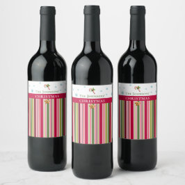 Christmas Striped– Holiday Cooking & Baking Gift Vinflaska Etikett
