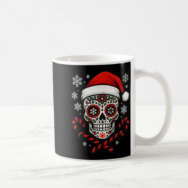 Christmas Sugar Calavera Skull Santa Hat Candy Can Kaffemugg (Höger)