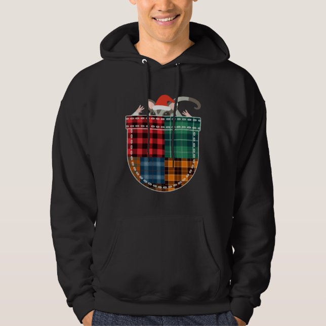 Christmas Sugar Glider with Santa Hat in Plaid Poc Hoodie (Framsida)