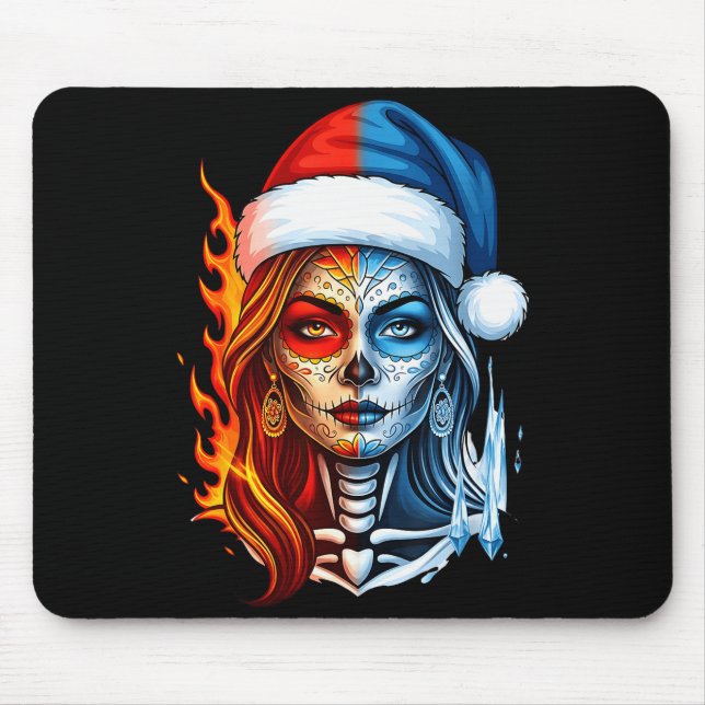 Christmas Sugar Skull Art Woman Santa Hat Fantasy  Musmatta (Framsidan)