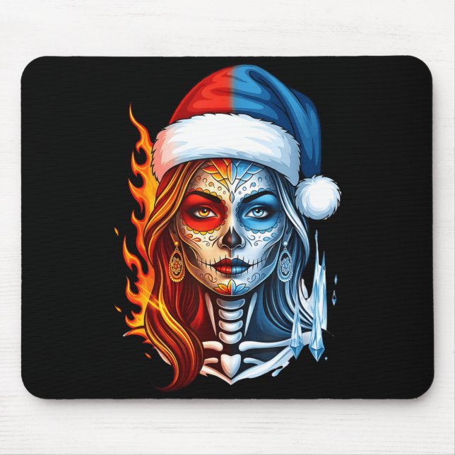 Christmas Sugar Skull Art Woman Santa Hat Fantasy  Musmatta (Framsidan)