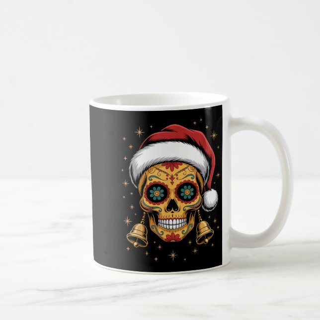 Christmas Sugar Skull Art Woman Santa Hat Festive  Kaffemugg (Höger)