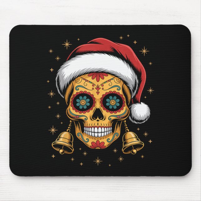 Christmas Sugar Skull Art Woman Santa Hat Festive  Musmatta (Framsidan)
