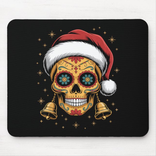 Christmas Sugar Skull Art Woman Santa Hat Festive  Musmatta (Framsidan)