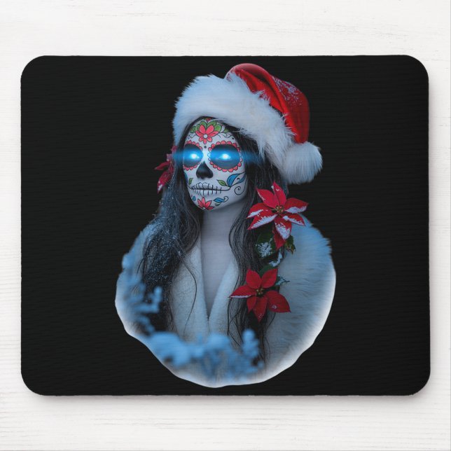 Christmas Sugar Skull Art Woman Santa Hat Festive  Musmatta (Framsidan)