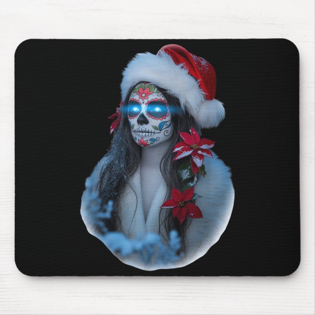 Christmas Sugar Skull Art Woman Santa Hat Festive  Musmatta (Framsidan)