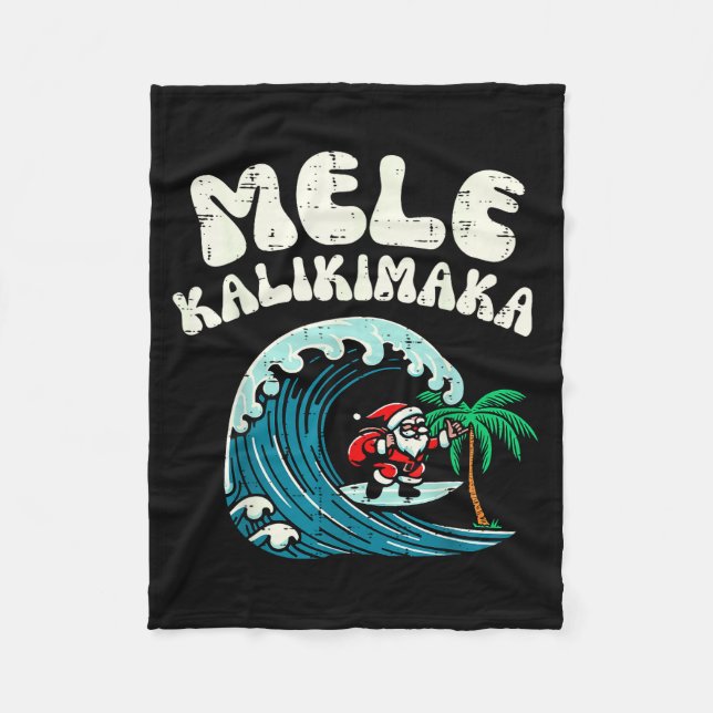 Christmas Surfing Santa Mele Kalikimaka Xmas Men B Fleecefilt (Framsidan)