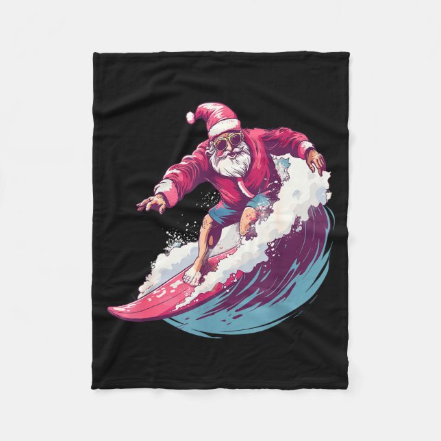 Christmas Surfing Santa Surfboarder Surf Lover Xma Fleecefilt (Framsidan)
