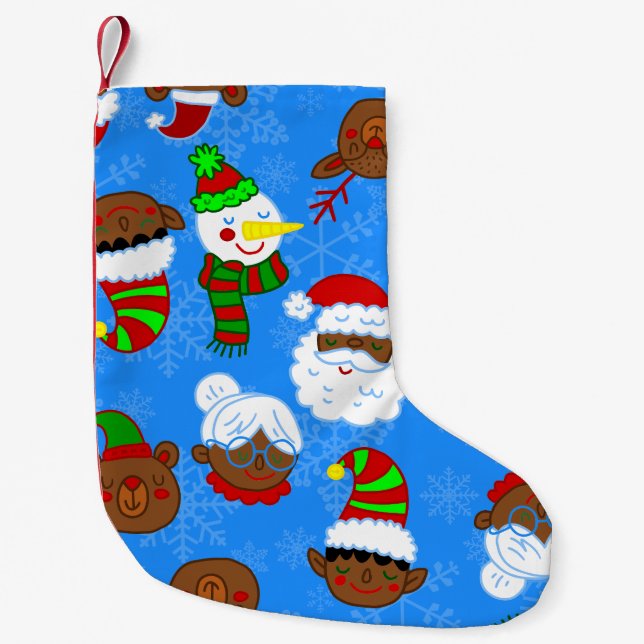 Christmas svart fru claus african Santa elf björn Liten Julstrumpa (Framsidan)