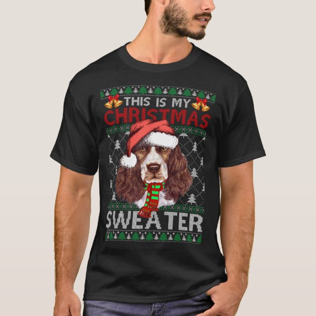 Christmas Sweater Christmas Santa English Springer T Shirt (Framsida)