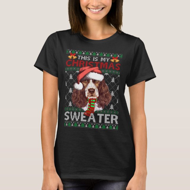 Christmas Sweater Christmas Santa English Springer T Shirt (Framsida)