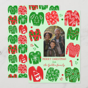 CHRISTMAS SWEATER Cute Anpassningsbar FOTO Julkort