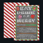Christmas Sweater Party Inbjudningar<br><div class="desc">Invite your friends and family to your holiday Christmas Party with this elegant invitation. Featuring Christmas Sweaters, Chalkboard font, Red Striped Background, Green and Red dots. For further customization, please click the "Customize it" button and use our design tool to modify this template. If you prefer thicker papers, you may...</div>