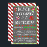 Christmas Sweater Party Inbjudningar<br><div class="desc">Invite your friends and family to your holiday Christmas Party with this elegant invitation. Featuring Christmas Sweaters, Chalkboard font, Red Striped Background, Green and Red dots. For further customization, please click the "Customize it" button and use our design tool to modify this template. If you prefer thicker papers, you may...</div>