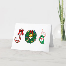 Christmas Sweet Stick Wreath Snowman Sock Xmas Joy Helgkort