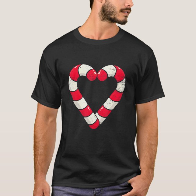 Christmas Sweets Candy Canes Heart Xmas Holidays S T Shirt (Framsida)