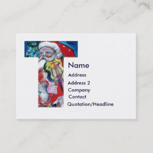 CHRISTMAS T BREV / SANTA MED VIOLIN MONOGRAM VISITKORT