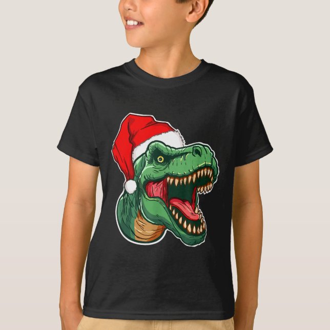 Christmas T-rex  T Shirt (Framsida)