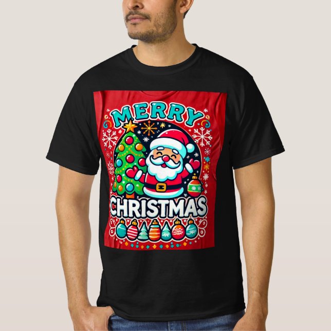 Christmas t-shirt design grönt träd med sinta (Framsida)