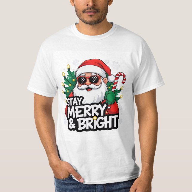  Christmas T-Shirt for Teens  Stay Merry & Bright (Framsida)
