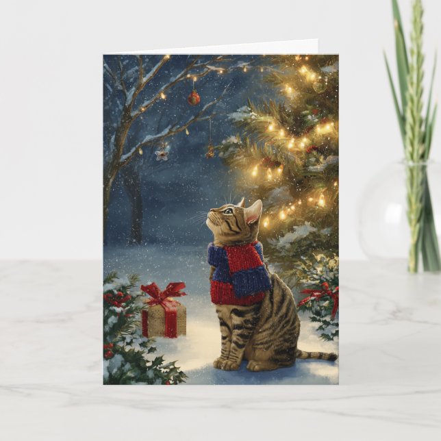 Christmas Tabby Cat Helgkort (Framsida)