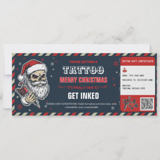Christmas Tattoo Gift Certificate BlueCard Voucher Inbjudningar