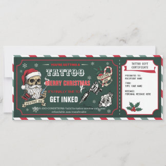 Christmas Tattoo Gift Certificate Card Voucher Inbjudningar