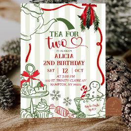 Christmas Tea 2nd Birthday Scribble Hand Drawn  Inbjudningar