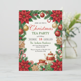 Christmas Tea Holiday Party Invitation Inbjudningar