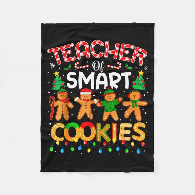 Christmas Teacher Of Smart Cookies Funny Cute Ging Fleecefilt (Framsidan)