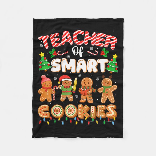 Christmas Teacher Of Smart Cookies Funny Cute Ging Fleecefilt (Framsidan)