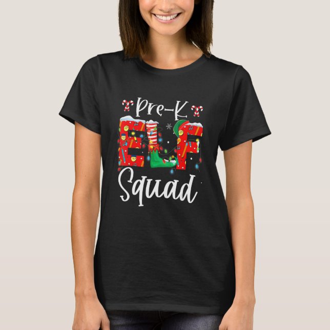 Christmas Teacher Pre K Elf Squad Matching Group X T Shirt (Framsida)