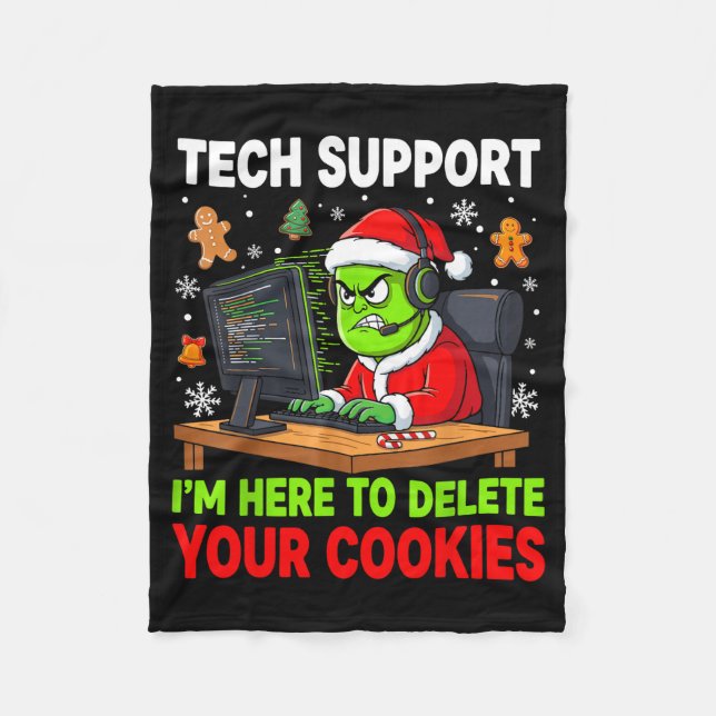 Christmas Tech Suprt Here To Delete Cookies Holida Fleecefilt (Framsidan)