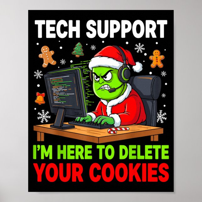 Christmas Tech Suprt Here To Delete Cookies Holida Poster (Framsidan)