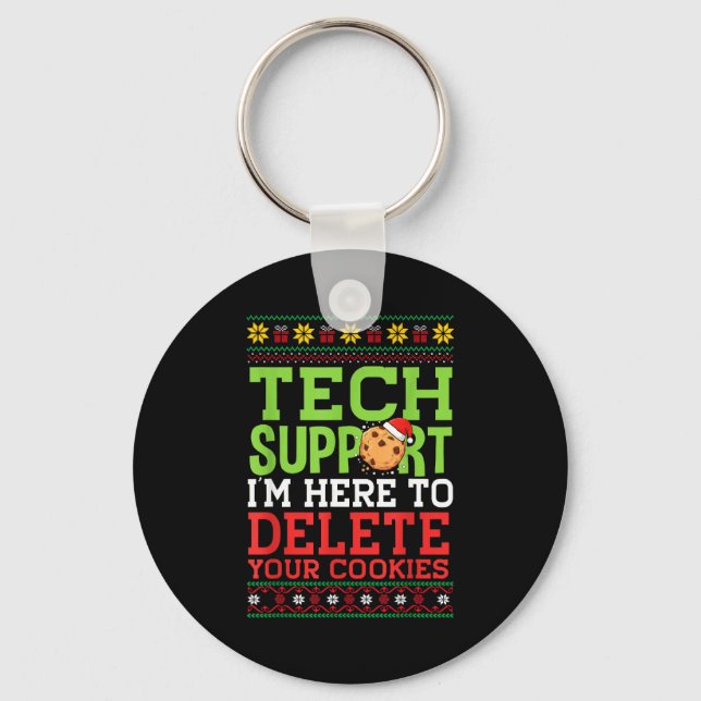 Christmas Tech Suprt Here To Delete Cookies Ugly S Nyckelring (Framsida)