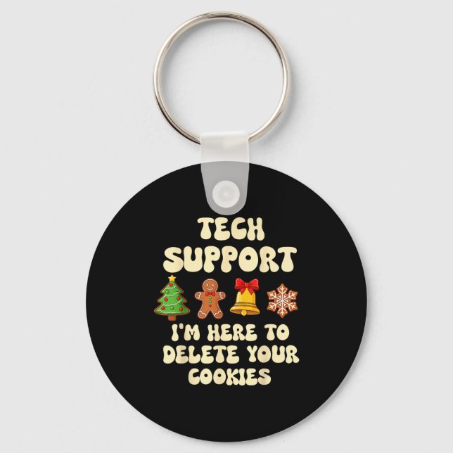Christmas Tech Suprt Here To Delete Cookies Xmas G Nyckelring (Framsida)