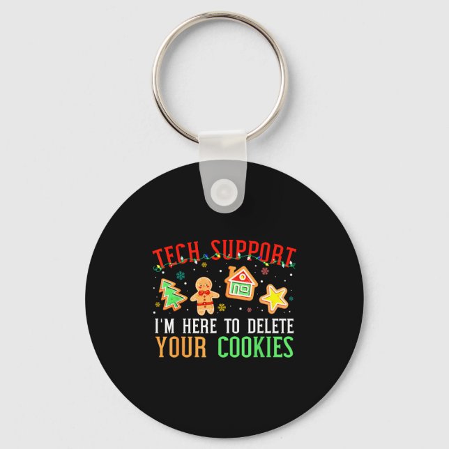 Christmas Tech Suprt Here To Delete Cookies Xmas M Nyckelring (Framsida)