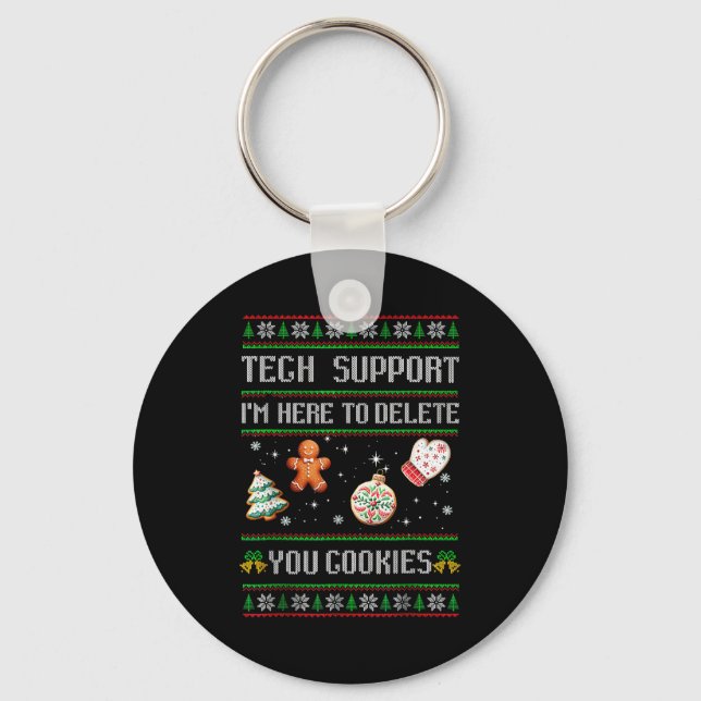 Christmas Tech Suprt Here To Delete Cookies Xmas M Nyckelring (Framsida)