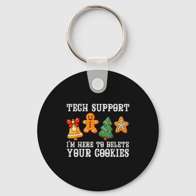 Christmas Tech Suprt Here To Delete Cookies Xmas M Nyckelring (Framsida)