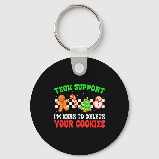 Christmas Tech Suprt Here To Delete Cookies Xmas M Nyckelring (Framsida)
