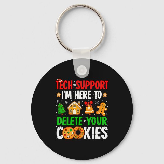 Christmas Tech Suprt Here To Delete Cookies Xmas M Nyckelring (Framsida)