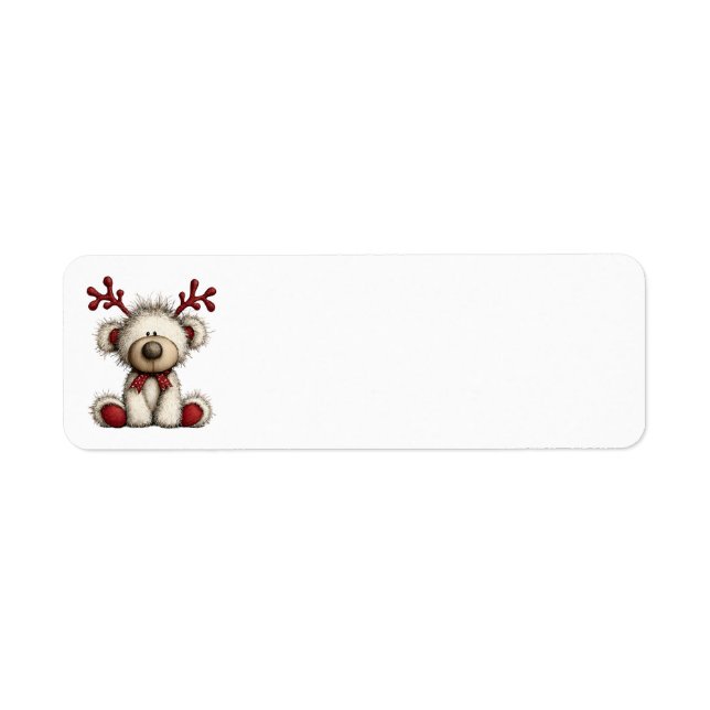 Christmas Teddy Bear Address Labels Returadress Etikett (Framsidan)