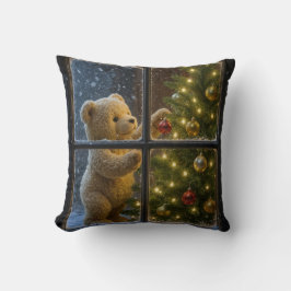 Christmas Teddy Bear Decorating a Tree Kudde