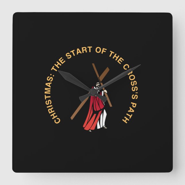 Christmas: The Start of the Cross's Path Fyrkantig Klocka (Framsida)
