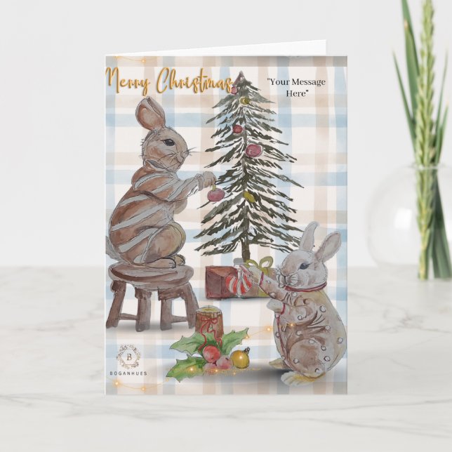 Christmas Theme Boganhues Print Kort (Framsida)
